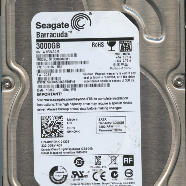 SEAGATE ST3000DM001 CC24 1CH166-501 3TB