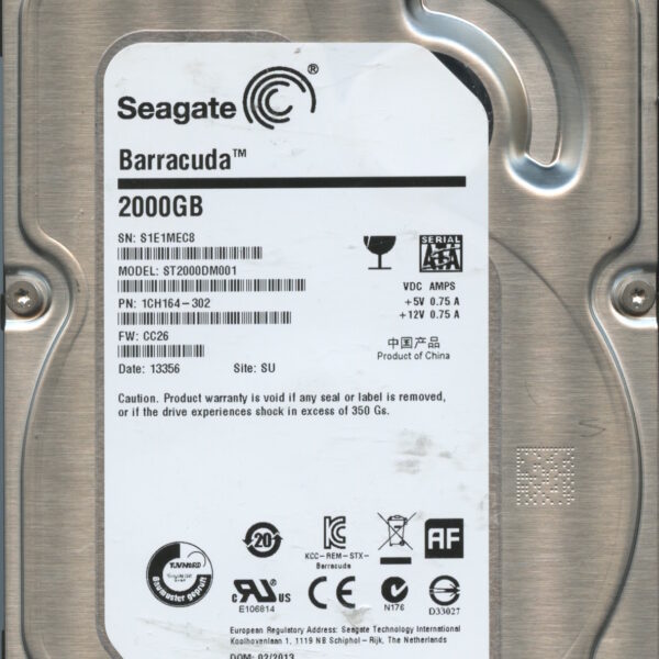 SEAGATE ST2000DM001 CC26 1CH164-302 2TB