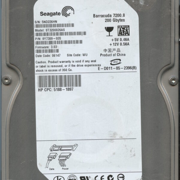 SEAGATE ST3200826AS 3.03 9Y7389-020 2TB