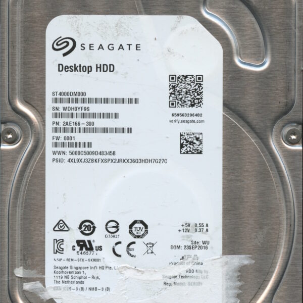 SEAGATE ST4000DM000 0001 2AE166-300 2TB