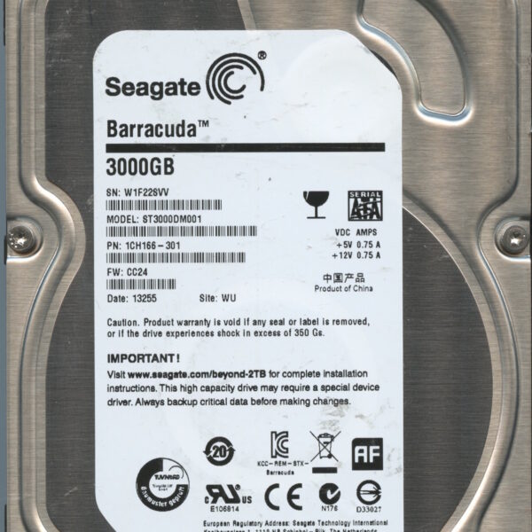 SEAGATE ST3000DM001 CC24 1CH166-301 3TB