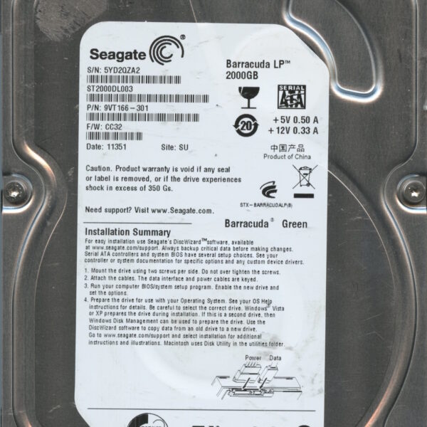 SEAGATE ST2000DL003 CC32 9VT166-301 2TB