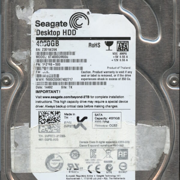 SEAGATE ST4000DM000 CC52 1F2168-301 4TB