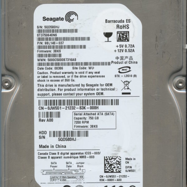 SEAGATE ST3750640NS 3BKS 9BL148-037 750GB