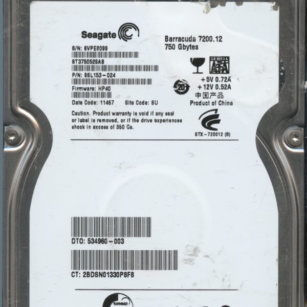 SEAGATE ST3750528AS HP40 9SL153-024 750GB