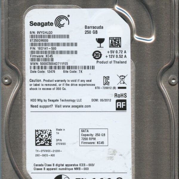 SEAGATE ST250DM000 KC45 1BD141-500 250GB