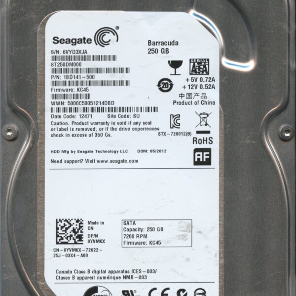 SEAGATE ST250DM000 KC45 1BD141-500 250GB