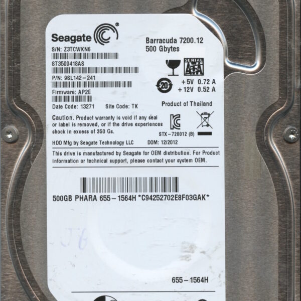 SEAGATE ST3500418AS AP2E 9SL142-241 500GB