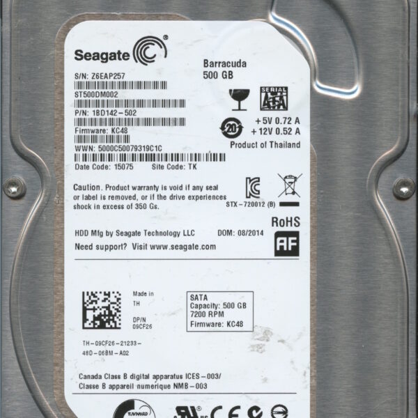 SEAGATE ST500DM002 KC48 1BD142-502 500GB