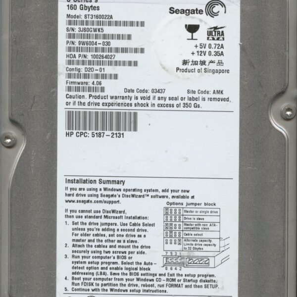 SEAGATE ST3160022A 4.06 9W6004-030 160GB