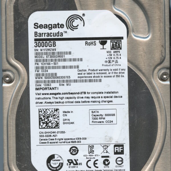 SEAGATE ST3000DM001 CC24 1CH166-501 3TB