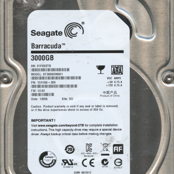 SEAGATE ST3000DM001 CC43 1CH166-300 3TB