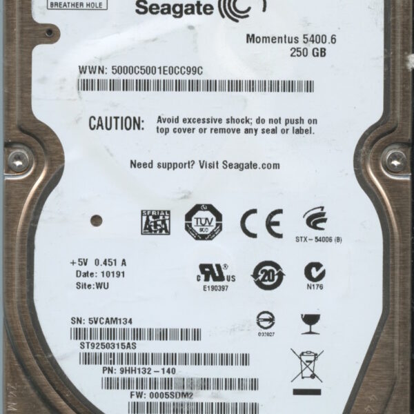 SEAGATE ST9250315AS 0005 9HH132-140 250GB