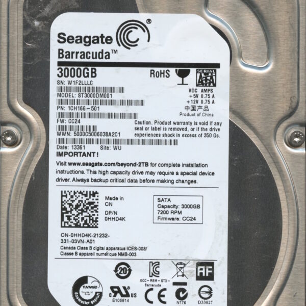 SEAGATE ST3000DM001 CC24 1CH166-501 3TB