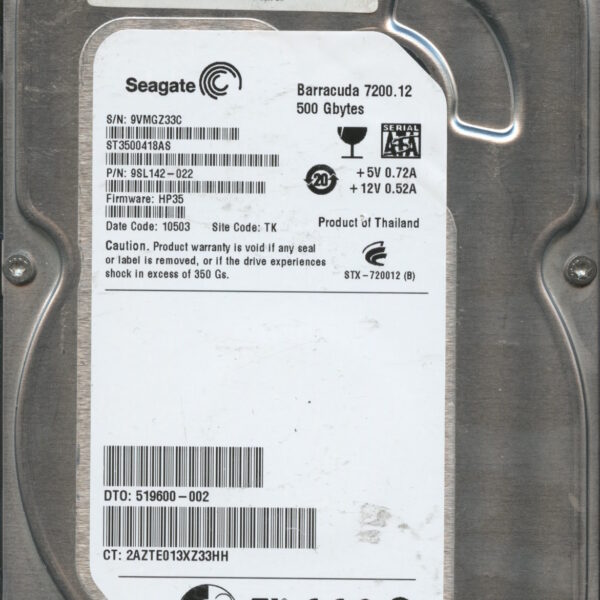 SEAGATE ST3500418AS HP35 9SL142-022 500GB