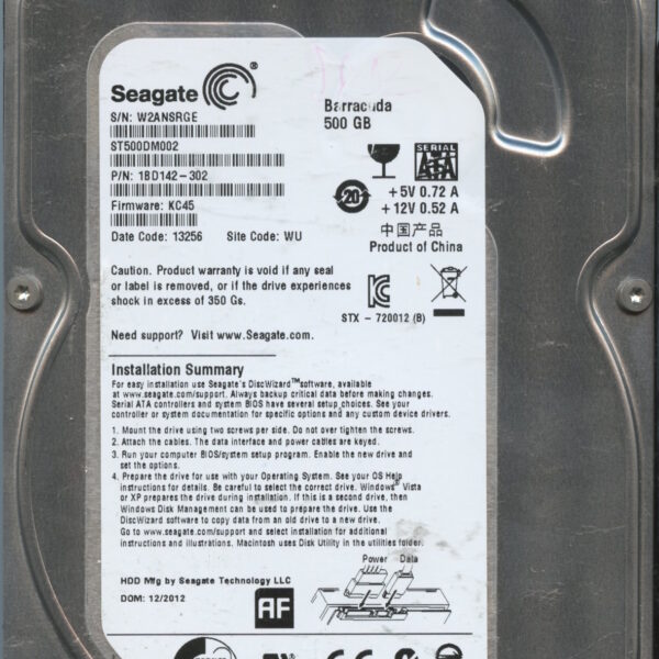 SEAGATE ST500DM002 JC47 1BD142-302 500GB