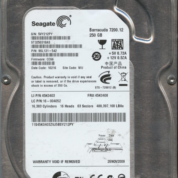 SEAGATE ST3250318 CC66 9SL131-542 250GB