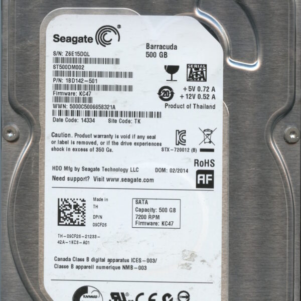 SEAGATE ST500DM002 KC47 1BD142-501 500GB