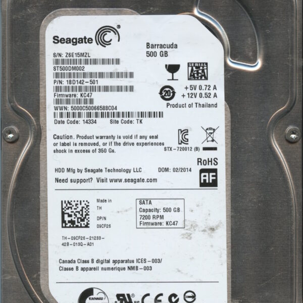 SEAGATE ST500DM002 KC47 1BD142-501 500GB