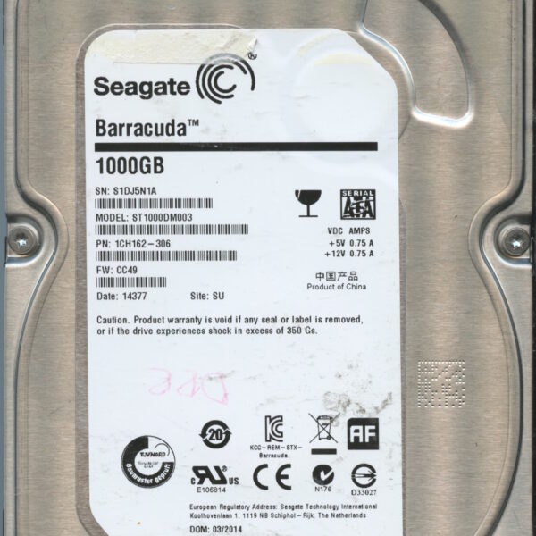 SEAGATE ST1000DM003 CC49 1CH162-306 1TB