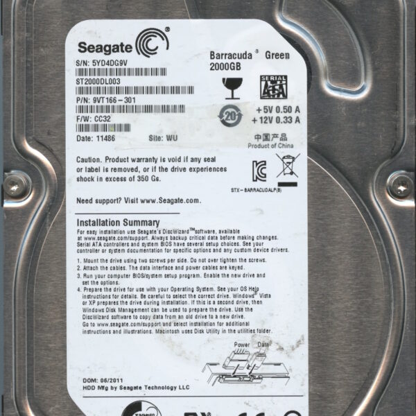 SEAGATE ST2000LD003 CC32 9VT166-301 2TB