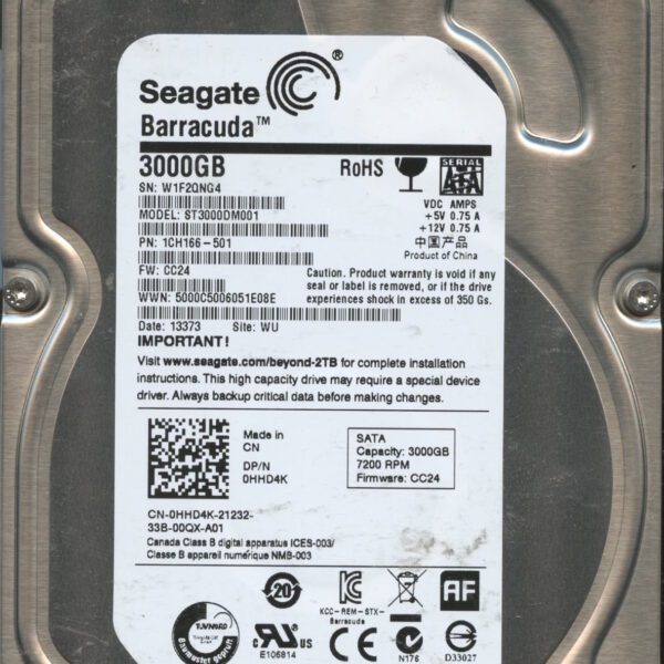 SEAGATE ST3000DM001 CC24 1CH166-501 3TB