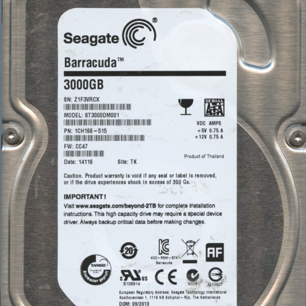 SEAGATE ST3000DM001 CC47 1CH166-515 3TB