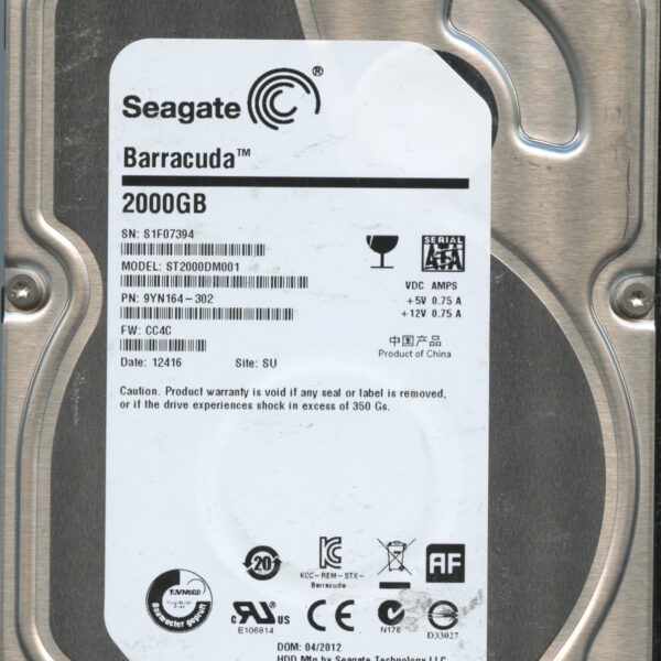 SEAGATE ST3000DM001 CC4C 9YN166-302 3TB