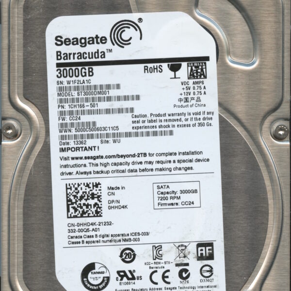 SEAGATE ST3000DM001 CC24 1CH166-501 3TB