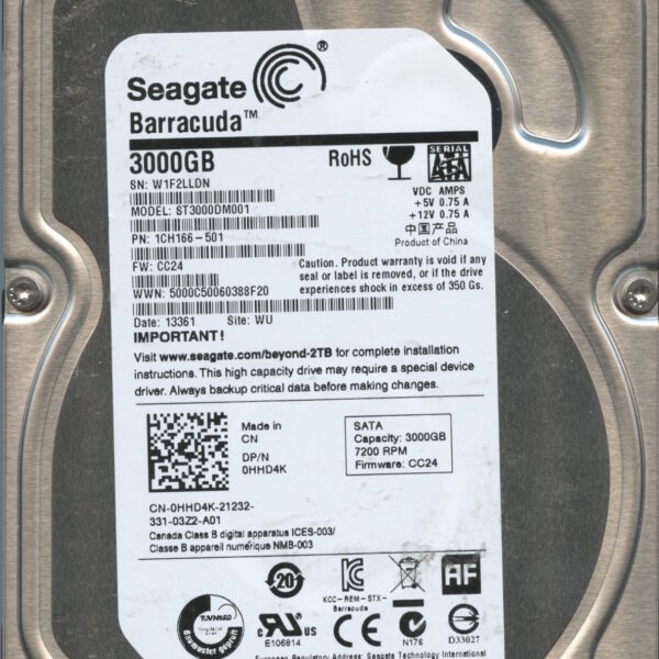 SEAGATE ST3000DM001 CC24 1CH166-501 3TB