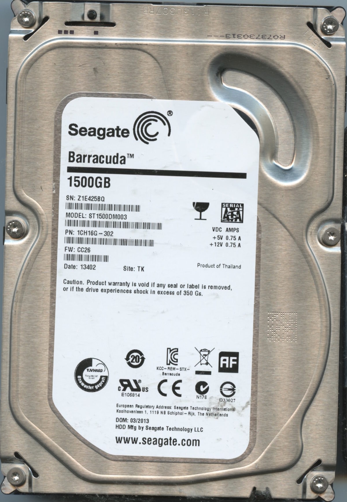 SEAGATE ST1500DM003 CC26 1CH16G-302 1.5TB