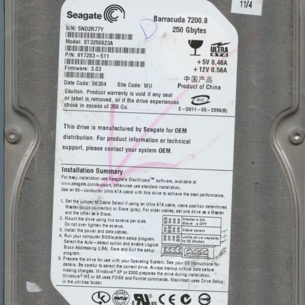 SEAGATE ST3250823A 3.03 9Y7283-511 250GB