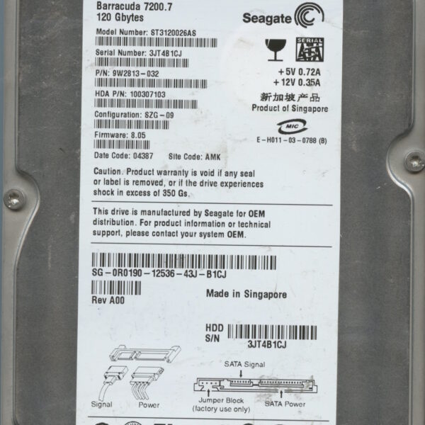 SEAGATE ST3120026AS 8.05 9W2813-032 120GB