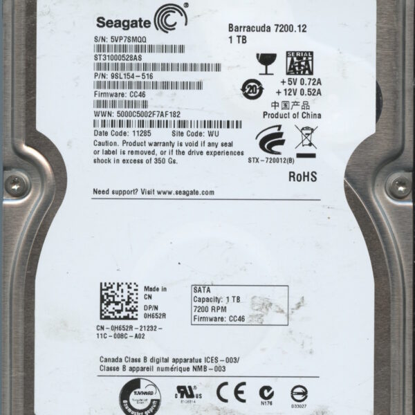 SEAGATE ST31000528AS CC46 9SL154-516 1TB