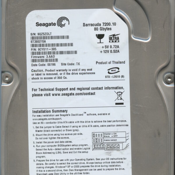 SEAGATE ST3400832AS 3.03 9CY011-305 80GB