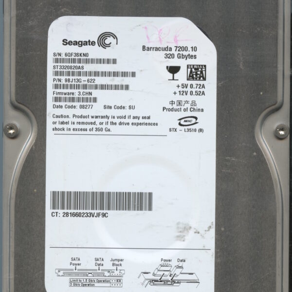 SEAGATE ST3320820AS 3.CHN 9BJ13G-622 320GB