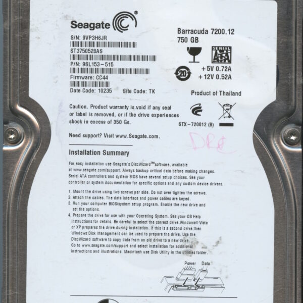 SEAGATE ST3750528AS CC44 9SL153-515 750GB