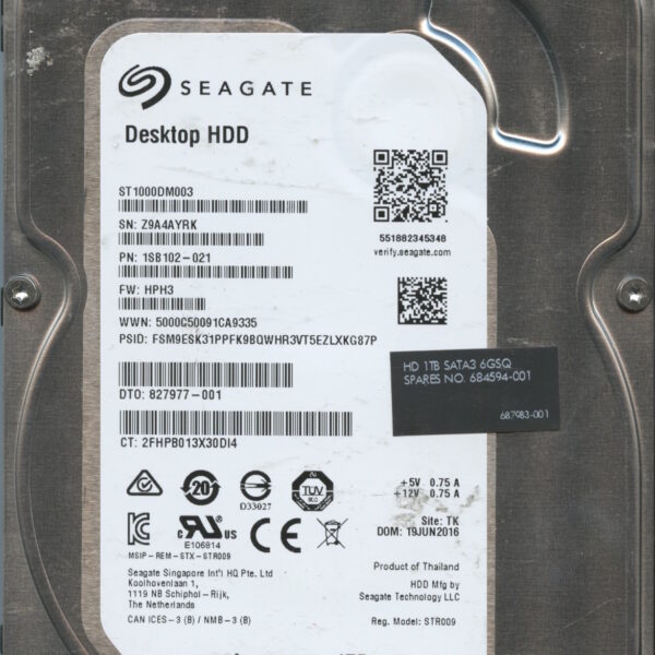 SEAGATE ST1000DM003 HPH3 SB102-021 1TB