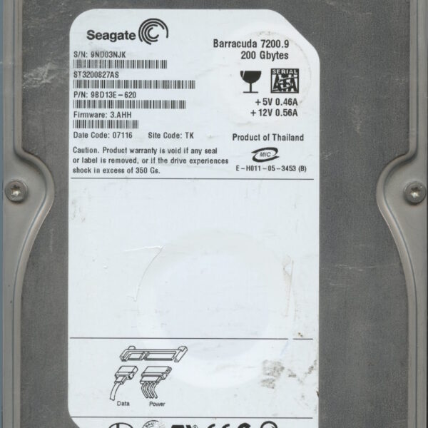 SEAGATE ST3200827AS 3.AHH 9BD13E-620 200GB