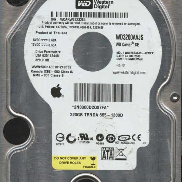 WD3200AAJS WCARW 07:08 WESTERN DIGITAL 500GB