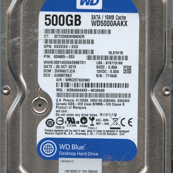 WD5000AAKX WMC2E 10:13 WESTERN DIGITAL 500GB