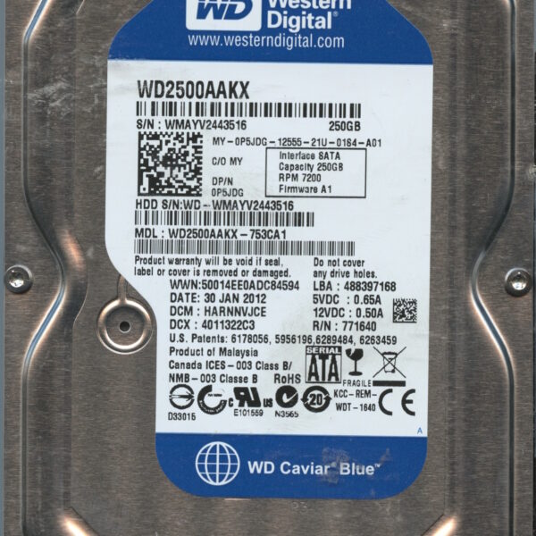 WD2500AAKX WMAYV 01:12 WESTERN DIGITAL 250GB