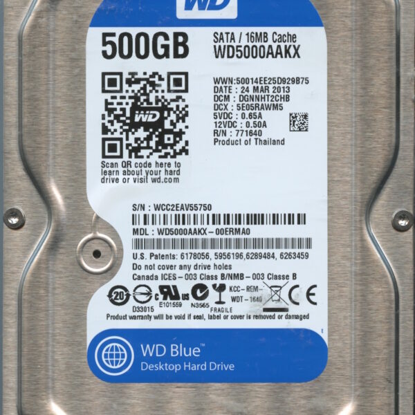 WD5000AAKX WCC2E 05:13 WESTERN DIGITAL 500GB