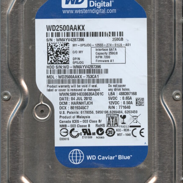 WD2500AAKX WMAYV 06:12 WESTERN DIGITAL 250GB