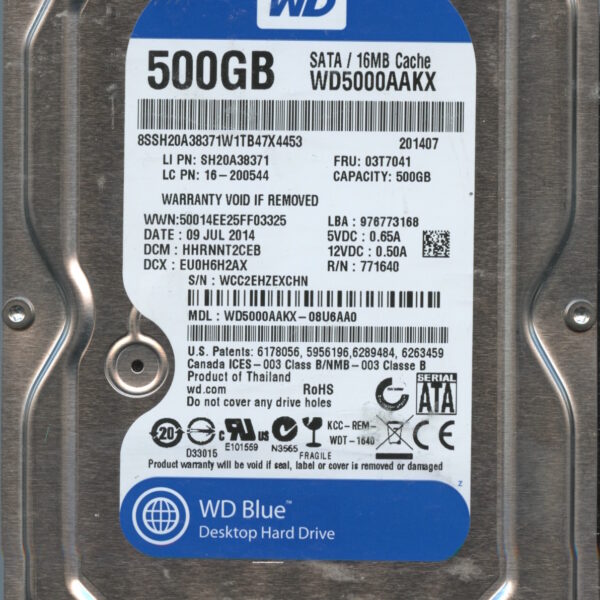 WD5000AAKX WCC2E 07:14 WESTERN DIGITAL 500GB