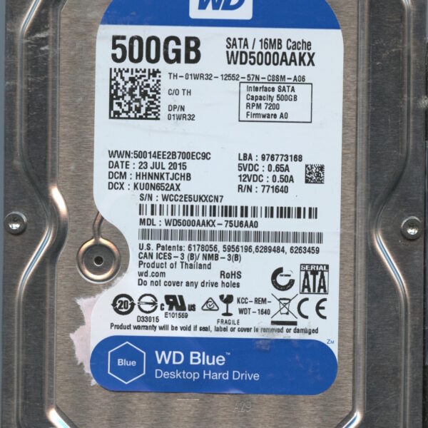 WD5000AAKX WCC2E 07:15 WESTERN DIGITAL 500GB