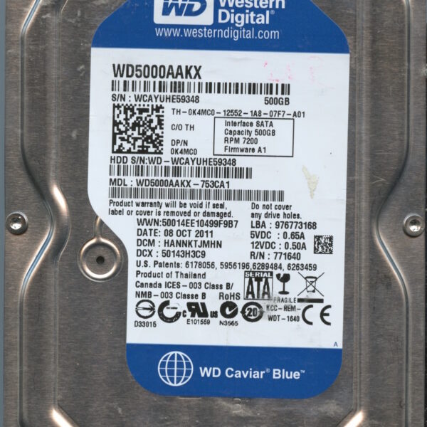 WD5000AAKX WCAYU 10:11 WESTERN DIGITAL 500GB