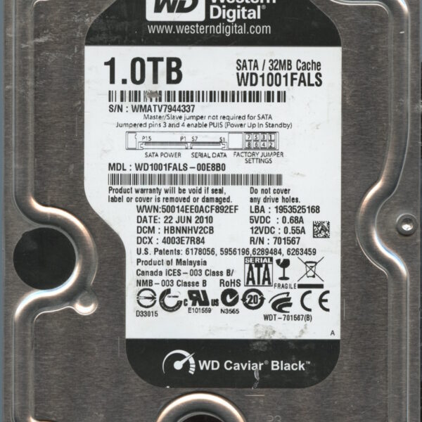 WD1001FALS WD100 06:10 WESTERN DIGITAL 1TB