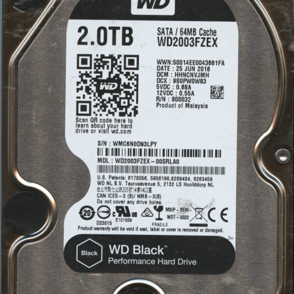 WD2003FZEX WMC6N 06:16 WESTERN DIGITAL 2TB