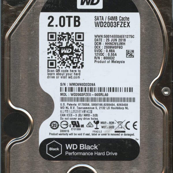 WD2003FZEX WMC6N 06:16 WESTERN DIGITAL 2TB